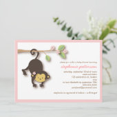Invitation douce de baby shower de fille de singe (Debout devant)