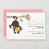Invitation douce de baby shower de fille de singe (Devant / Derrière)