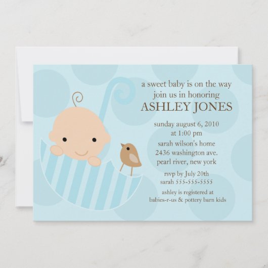 Invitation douce de baby shower de garçon de (Devant)