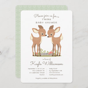 Invitation douce de baby shower de jumeau de cerfs