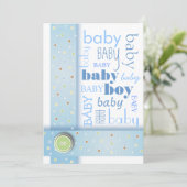 Invitation douce de baby shower de ruban bleu de (Debout devant)