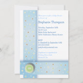 Invitation douce de baby shower de ruban bleu de (Dos)