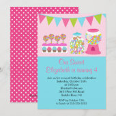 Invitation douce de fête d'anniversaire de fille (Devant / Derrière)