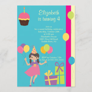 Invitation douce de fête d'anniversaire de fille
