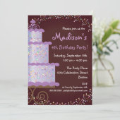 Invitation douce de fête d'anniversaire de gâteau (Debout devant)