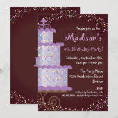 Invitation douce de fête d'anniversaire de gâteau (Devant / Derrière)