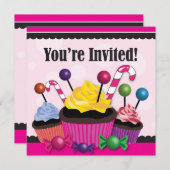 Invitation douce de partie de sucrerie et de petit (Devant / Derrière)