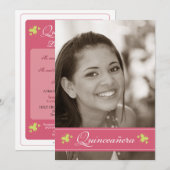 Invitation douce de Quinceanera de papillons (Devant / Derrière)