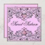 Invitation douce de rose de noir de l'élégance (Devant / Derrière)