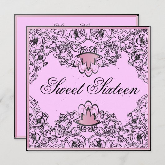 Invitation douce de rose de noir de l'élégance (Devant / Derrière)