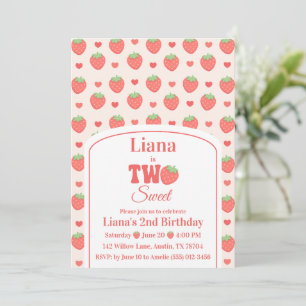Invitation Douce Deux Fille aux Fraises 2ème Anniversaire