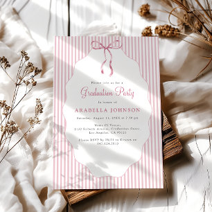 Invitation Douce Diplômée Rose à Rayures Fines