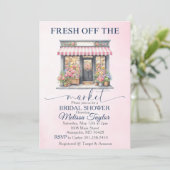 Invitation Douce douche nuptiale fraîche du marché (Debout devant)