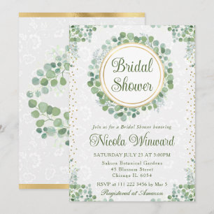 Invitation Douce eau-forte de eucalyptus verdure Baby Shower
