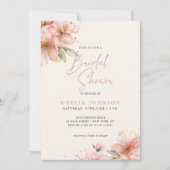 Invitation Douce Élégance Florale Rose Script Fête de Mariage (Devant)