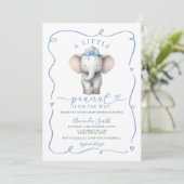 Invitation Douce Éléphant à l'Arc Bleu Fête de Naissance Caca (Debout devant)