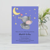 Invitation Douce Éléphant Avec Papillon Bébé Shower (Debout devant)