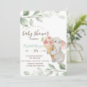 Invitation Douce Éléphant Glace Pastèque Baby Shower (Debout devant)