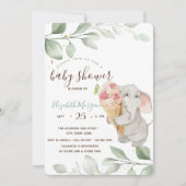 Invitation Douce Éléphant Glace Pastèque Baby Shower (Devant)