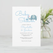 Invitation Douce Éléphants à Points Bébé Shower / Sprinkle (Debout devant)
