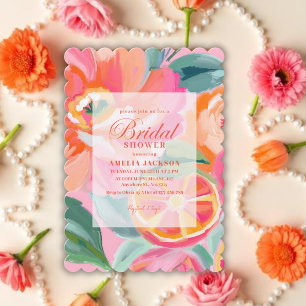 Invitation Douce et audacieuse florale citrus Orange Fête de 