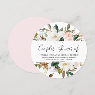 Invitation Douce et blanche Mariage de couples de fleurs magn