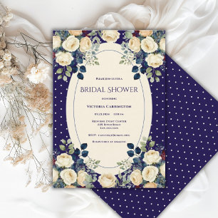 Invitation Douce et élégante douche de mariée florale à pois