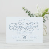 Invitation Douce et mignonne baby shower bleue simple (Debout devant)