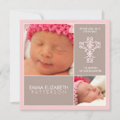 Invitation douce et moderne de bébé de baptême (Devant)