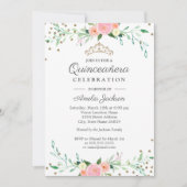 Invitation Douce étincelle florale Confetti Quinceanera (Devant)