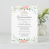 Invitation Douce étincelle florale Confetti Quinceanera (Debout devant)