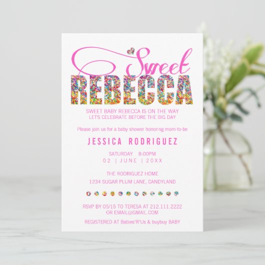 Invitation douce FAITE SUR COMMANDE de baby shower (Debout devant)