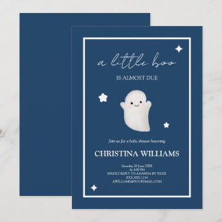 Invitation Douce Fée Un Petit Boo Bleu Nuit Baby Shower