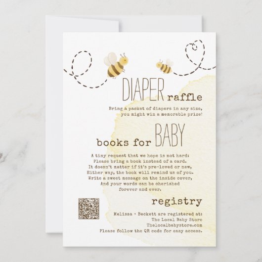 Invitation Douce Fête Bébé Abeille Tout en Un (Dos)