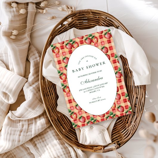 Invitation Douce Fête Bébé aux Fraises
