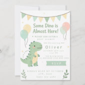 Invitation Douce Fête Bébé Dinosaure Vert Sauge (Devant)