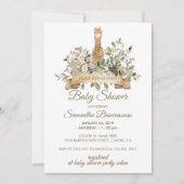 Invitation Douce Fête Bébé Ruban Botanique Alpaga (Devant)