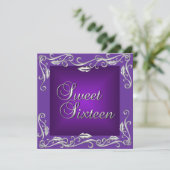 Invitation Douce Fête d'anniversaire 16 ans Violet Profond Cl (Debout devant)