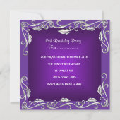 Invitation Douce Fête d'anniversaire 16 ans Violet Profond Cl (Dos)
