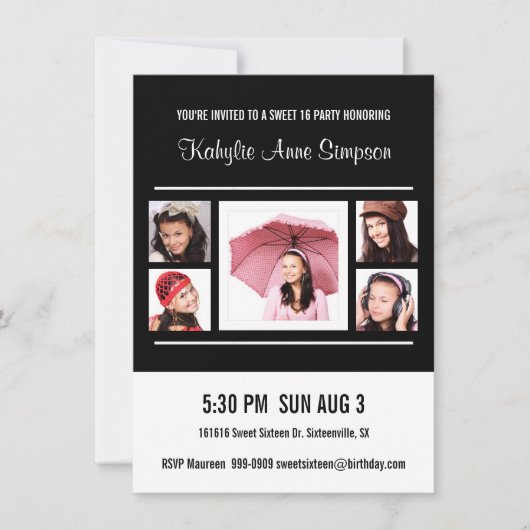 Invitation Douce fête d'anniversaire avec photos (Devant)