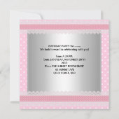 Invitation Douce Fête de 16 ans Argent Rose Blanc Tache (Dos)