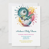 Invitation Douce Fête de Bébé au Dinosaure avec Éclaboussures (Dos)