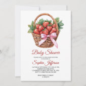 Invitation Douce Fête de Bébé aux Fraises (Devant)