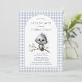 Invitation Douce Fête de Bébé aux Oiseaux de Campagne (Debout devant)