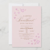 Invitation Douce Fête de Bébé avec des Cœurs Roses (Devant)