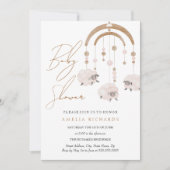 Invitation Douce Fête de Bébé Bohème Rose Mobile (Devant)