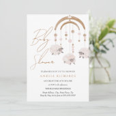 Invitation Douce Fête de Bébé Bohème Rose Mobile (Debout devant)