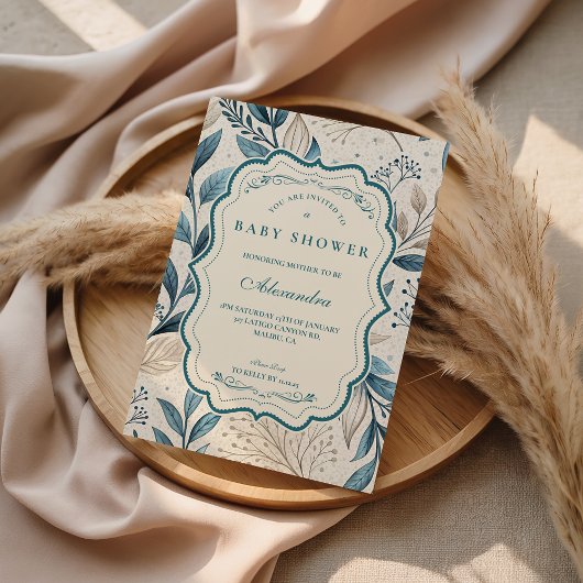Invitation Douce Fête de Bébé Cottage Fleur Sauvage