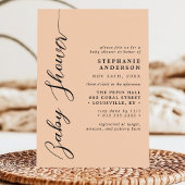 Invitation Douce Fête de Bébé Écriture Moderne Simple Peach