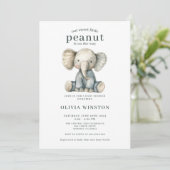 Invitation Douce Fête de Bébé Éléphant Petite Cacahuète (Debout devant)